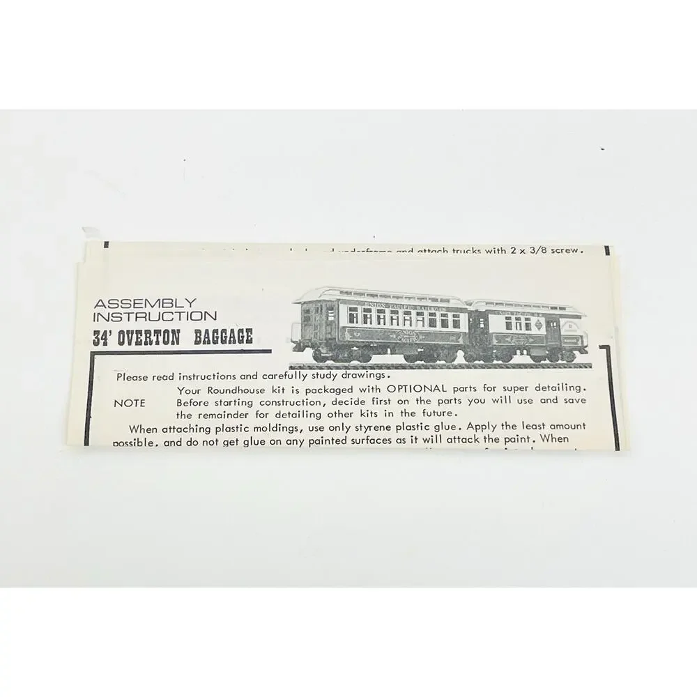 Roundhouse HO Denver & Rio Grande Western 34' Overton Baggage Car Kit 3742 New